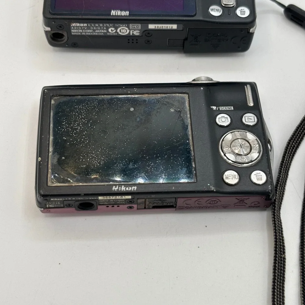 Nikon Coolpix Camera Bundle S560 Black and S3000 Pink For Parts Repair